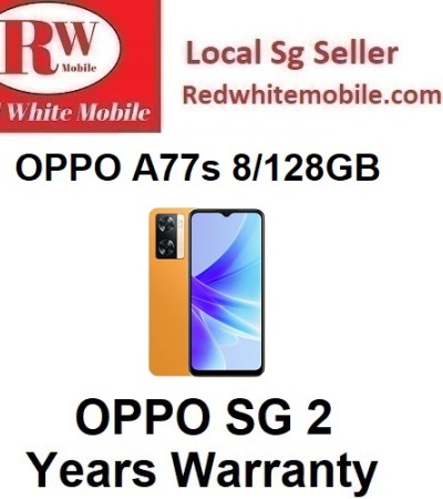 OPPO A77s 8/128GB with Free $20 NTUC Voucher-OPPO SG 2 Years Warranty